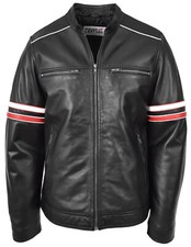 Mens Real Leather Biker Style