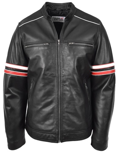 Mens real leather biker - real,