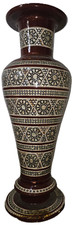 Exquisite Egyptian Mother of Pearl Inlaid Floor Vase - Handmade - AS IS