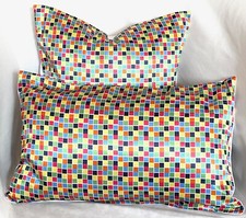 Retro multicolour funky vibrant print envelope back cushion 17"X17" or 20"X12"