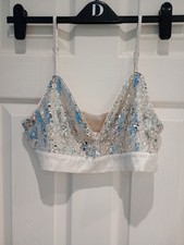 Silver sequin bralette, unbranded, satin band and straps