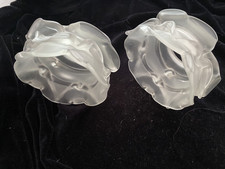 PAIR ANTIQUE ROSE PETAL OPAQUE GLASS SHADES LAMP CHANDELIER