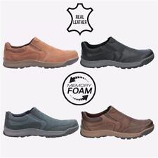 REAL LEATHER - Hush Puppies MEMORY FOAM Mens Jasper Casual Smart Slip-On Shoes
