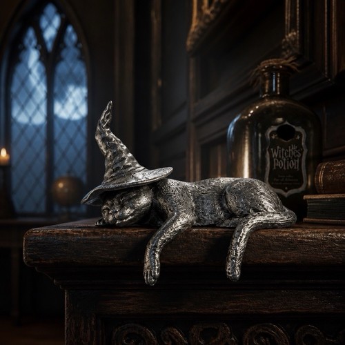 Silver witch cat - witch, sitter