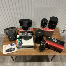 Pentax MX Camera and Lenses bundle 35mm SLR Film Camera, box & instructions 