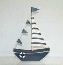 Wooden Blue & White Sailing