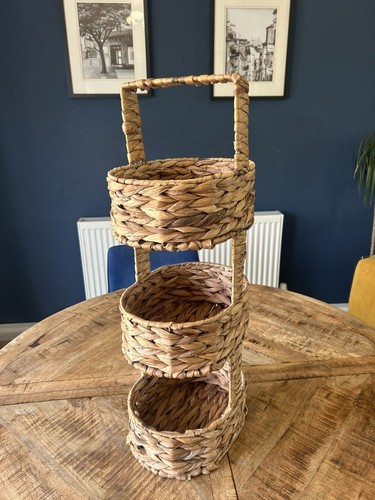 Tier oval woven basket stand - 3,