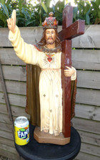Antique ceramic chalk christ - l,