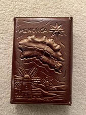 Rare  Vintage Menorca Map Playing Cards In Embossed Leather Case