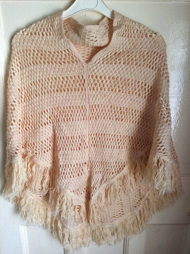 Poncho shawl wrap - shawl, peach