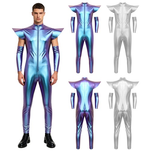Men unitard metallic catsuit - unitard,