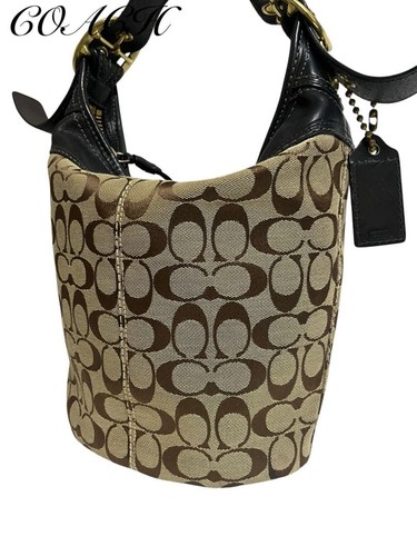 Coach black canvas bucket one - canvas,