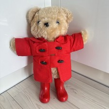 Vintage Paddington style Bear Unbranded 20" Plush Red Coat Wellington Boots