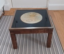 Stunning Coffee Occasionsal Table Map Of Americas Brass Trim Military Campaign 