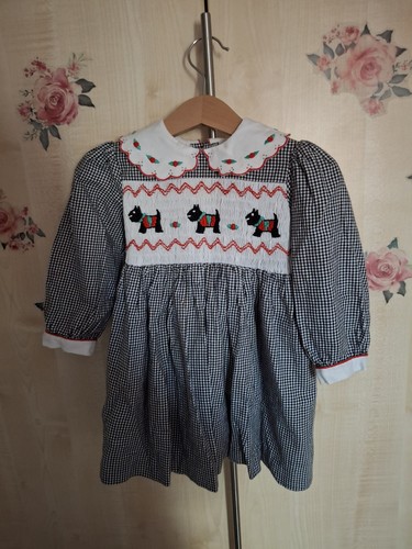 Vintage 80s scotty dog - scotty, gingham