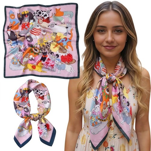 Cat pattern silk - cat, scarf