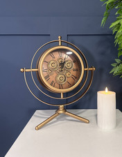 Industrial Table Clock with Moving Gears – Steampunk Desk Decor