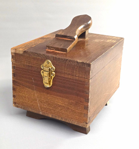 Vintage wooden shoe shine box - vintage,