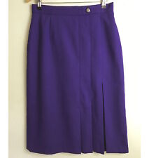 Vintage Jacques Vert Purple skirt 14/16 Kick pleats Wool blend 1940s WWII