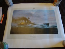 Signed Naval Print "Last moments of HMS Hood" 1st Edition, Robert Taylor