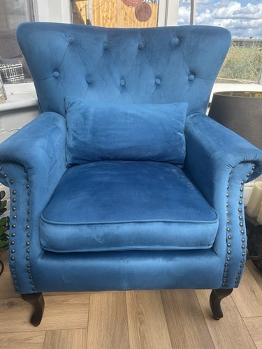 Royal blue velvet armchair - velvet,