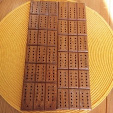 2 Vintage Wooden Handmade Cribbage Boards 32cm length & 8.5cm wide  height 2cm 