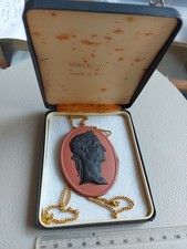 A Vintage Wedgwood Jasperware Black On Terracotta Roman Emperor Cameo Pendant 