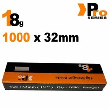 18g 1000 x 32mm Brad Nails,(for Nailers, Paslode,Dewalt,s5,ProSeries Silverline)