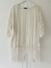 WHITE TASSEL KAFTAN NEW LOOK 12 SUMMER HOLIDAY TOWIE POOL SWIM BEACH MARBS GLAM