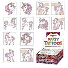 Unicorn Temporary Tattoos Girls Kids Childrens Party Bag Fillers (12 In A Pack)