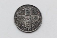1880 Queen Victoria Gothic Florin White Metal Contemporary Forgery - 8g