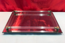 VINTAGE MIRRORED GLASS VANITY / PERFUME TRAY APPROX 11" x 8" 1970'S