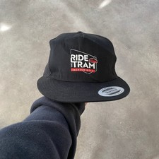 Yupoong Ride The Tram Trucker Hat Mens Mesh Back Adjustable Snapback Cap, Black