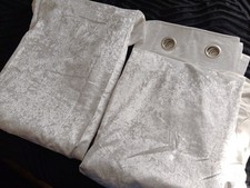Next Silver White Eyelet Blackout Lined Textured Curtains Two, Size 168 X 229cm