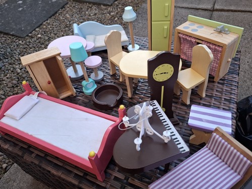 Wooden dolls house furniture - wooden,