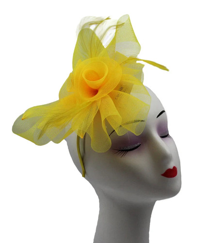 Flower sinamay feather clip - feather, &
