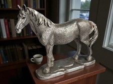 Silver horse statue detailed - silver,