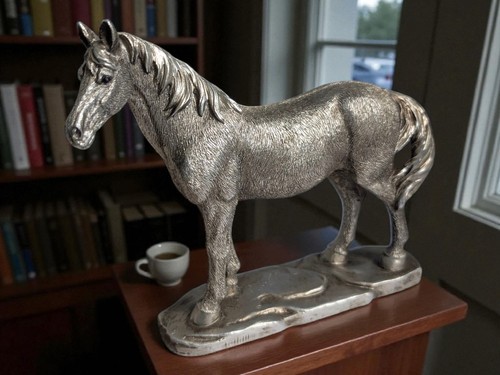 Silver horse statue detailed - silver, statue.
