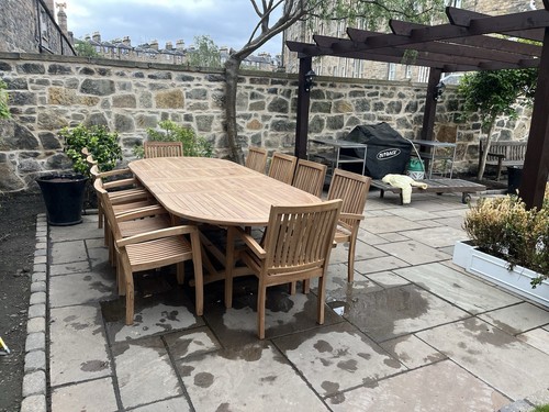 Teak 10seater table set oval - table,