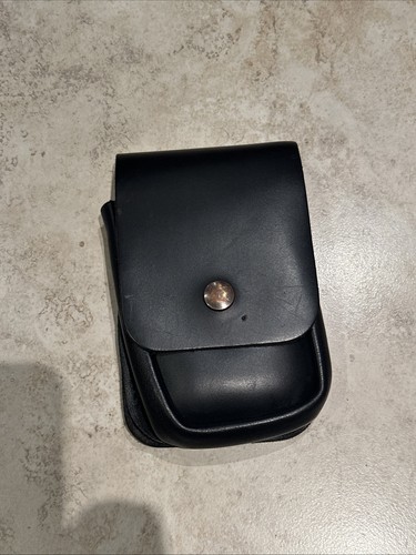 Police black leather - black, pouch