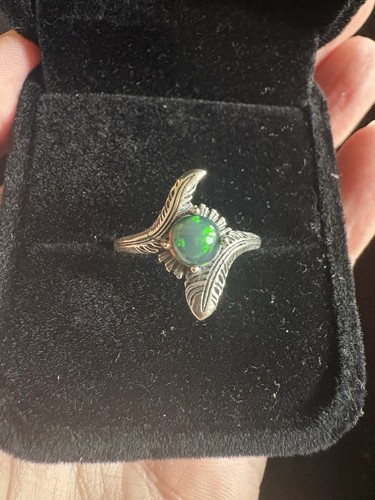 Silver black opal adjustable - opal,
