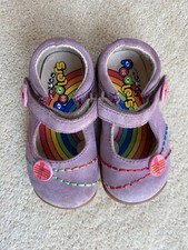 Podlers Girls Infant Shoes UK Size 4 Lilac Suede Rainbow Details