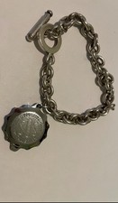 Vintage Sterling Silver Bracelet 8” 27g with SOS Talisman (removable)