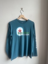 Official Heineken Beer Silver Turquoise Long Sleeve Top Men Size M Mint Conditio