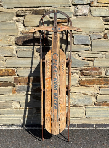 Antique wooden sled toboggan - antique,