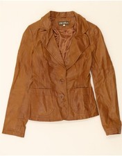 TOM WOLFE Womens Leather Jacket US 6 Medium Brown Leather AK09