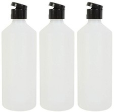 3 x 500ml Empty Plastic Bottles Refillable Flip Top Lids for Shampoo & Sanitiser
