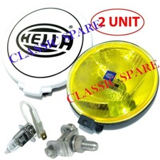 Pair Hella Comet 500 Driving Lamp Yellow Spot Light With Cover Universal Fit