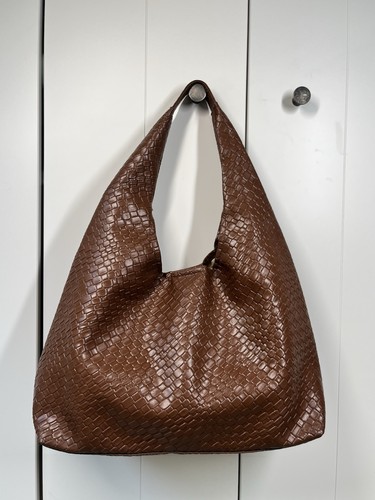 Brown woven hobo - brown, bag