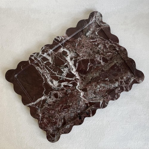 Natural scalloped marble tray - natural,